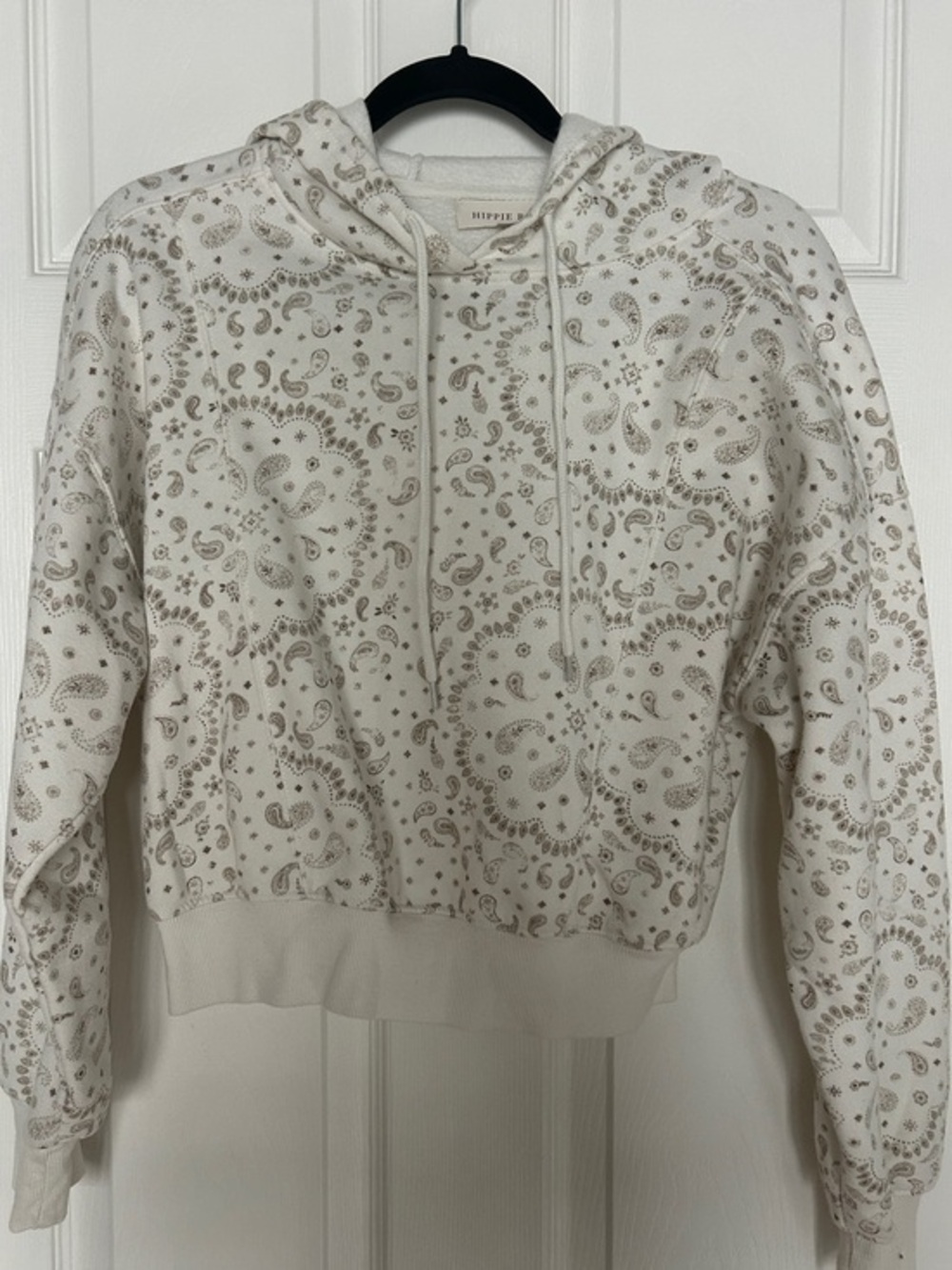 Hippie Rose Cream Paisley Print Drawstring Hoodie